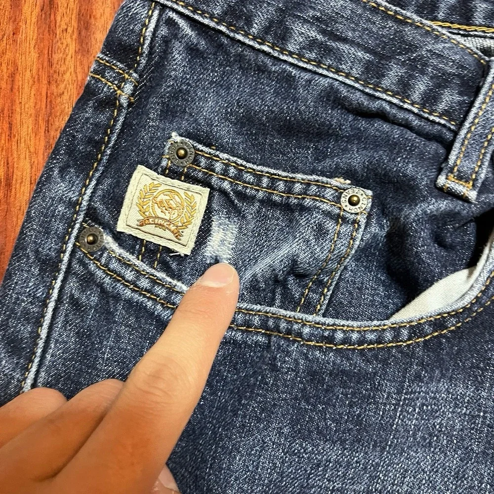 Cinch Jeans Mens 32x31 (Tag 32x32) Dark Wash Blue Bootcut Western Distressed *